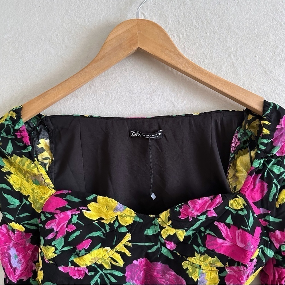 ⚡️10$ sale⚡️ Zara Women's Long Sleeve Floral Crop Top Size XS - Picture 3 of 8